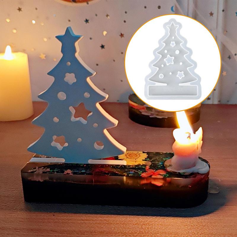 Christmas Series Candle Holder Silicone Mold House Candlestick Ornament Resin Mould 3D Gypsum Crafts Home Decor