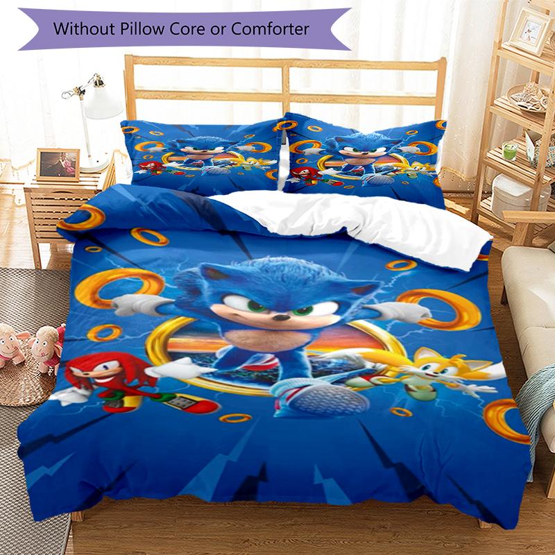 3pcs Sonic Bedding Set Duvet Cover Closure Includes 1 Duvet Cover & 2 Pillowcases, Soft and Comfortable for All Seasons.