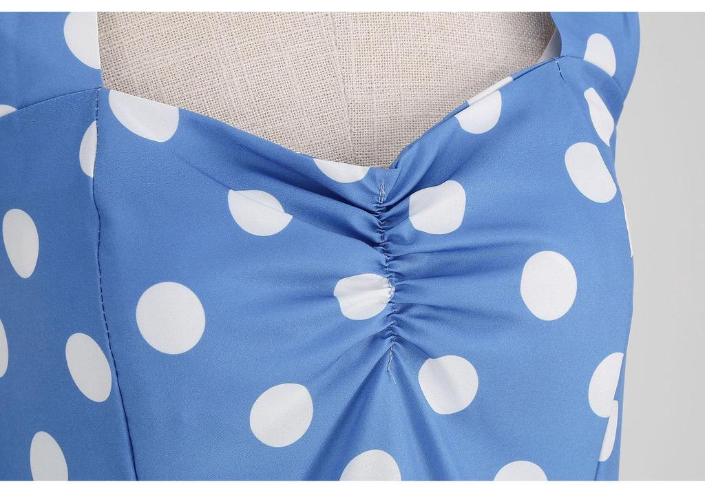 Polka Dot Retro 50s Hepburn Style Waist-Cinched Dress