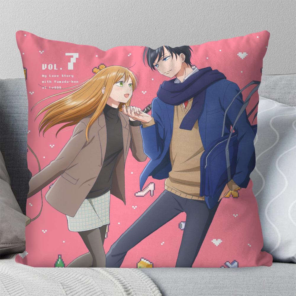 My Love Story With Yamada-Kun At Lv999 Pillow Case Square Pillow Bedroom Sofa Leisure Comfortliving Room Home Decoration 40X40
