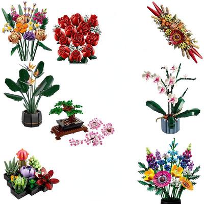 Bouquet de roses, orchidées, plantes en pot, jouets DIY10328, plantes en pot, illustrations, anniversaire de petite amie, cadeaux de vacances