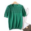 Summer's New Round Neck Simple and Hollow Short-sleeved Loose Casual Knitted Half Sleeve