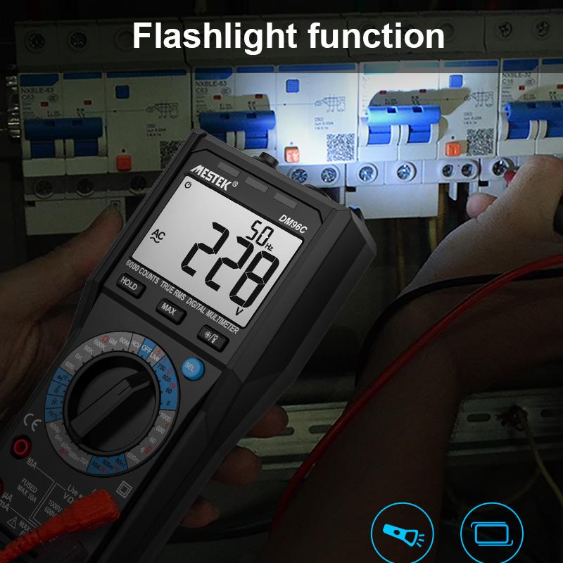 TRMS Large Au-to Digital Multimeter Auto Range Fast Accurately Measures Multimetro 1000V 10A AC DC Ohm Hz NCV Live Voltage Mete