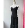 Foreign Trade Order Lu * H Black Lace Sling Sexy Pure Style Slim Fit Semi-Transparent Suspender Skirt Midi Dress