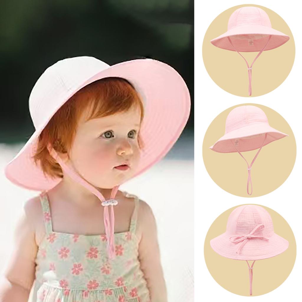 New born Bucket hat baby cap Girls Big brimmed sun hat Summer Kids Toddler Cap 0 to 48 Months Soft Cotton yarn Sun flower Hat