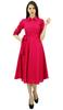 Bimba Women's 3 4 Sleeve Linen Collar Neck Solid Flared Shirt Dress with Side