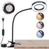 Adjustable Levels LED Magnifying Glass Lamp 5X Magnification Clip On Desk Lamp  Tattoo Art