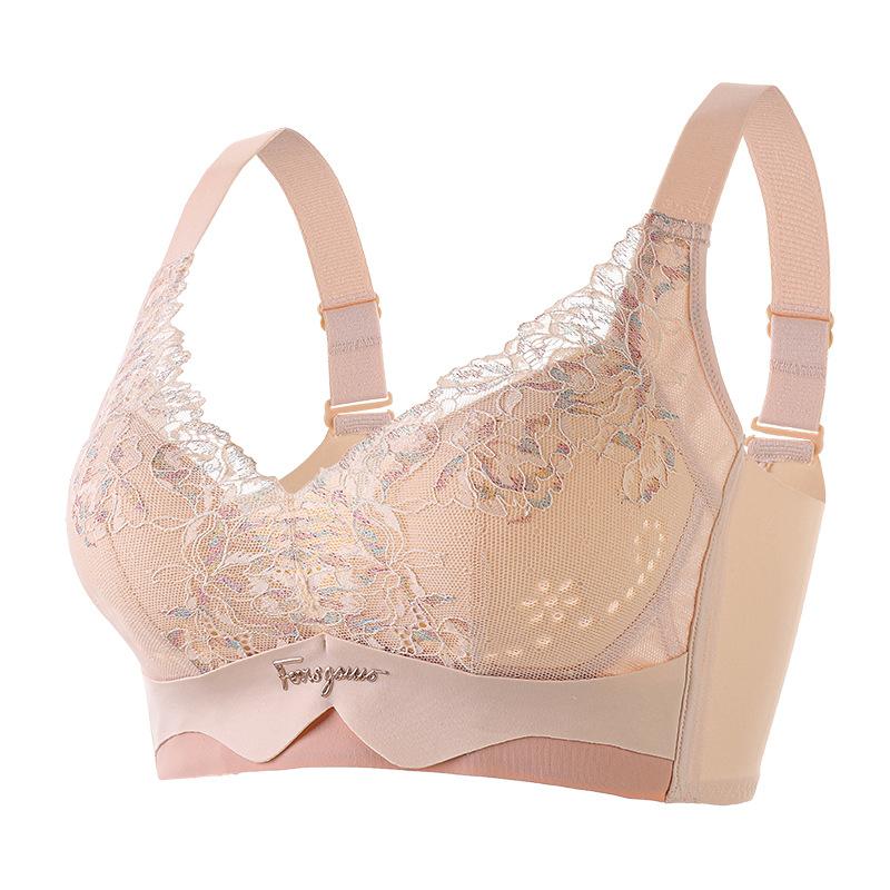 

Тонкий бюстгальтер женский большого размера без косточек кружевной дышащий бесшовный бюстгальтер без косточек пуш-ап 40/90C розовый
