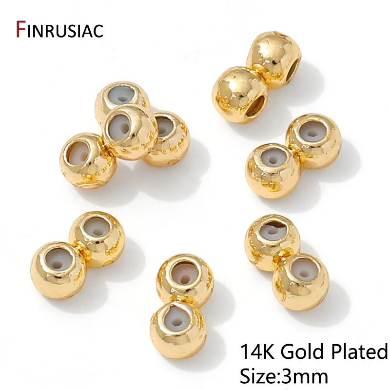 

14K Gold Plated Brass Double-Bead with Silicone Inserts,Positioning Adjustment Spacer Beads For DIY Necklace Making Accessories 5 pieces