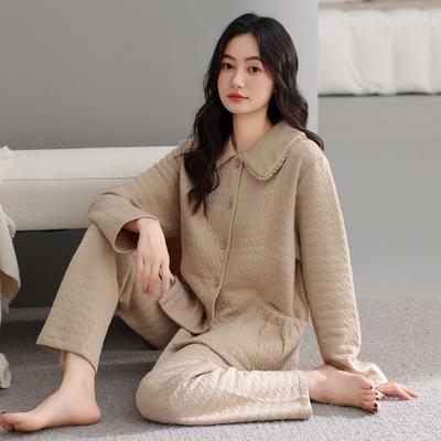 Pajamas Women'S Autumn And Winter Warm Air Cotton Interlayer Thickened Women'S Spring And Autumn Cotton Long-Sleeved Loungewear