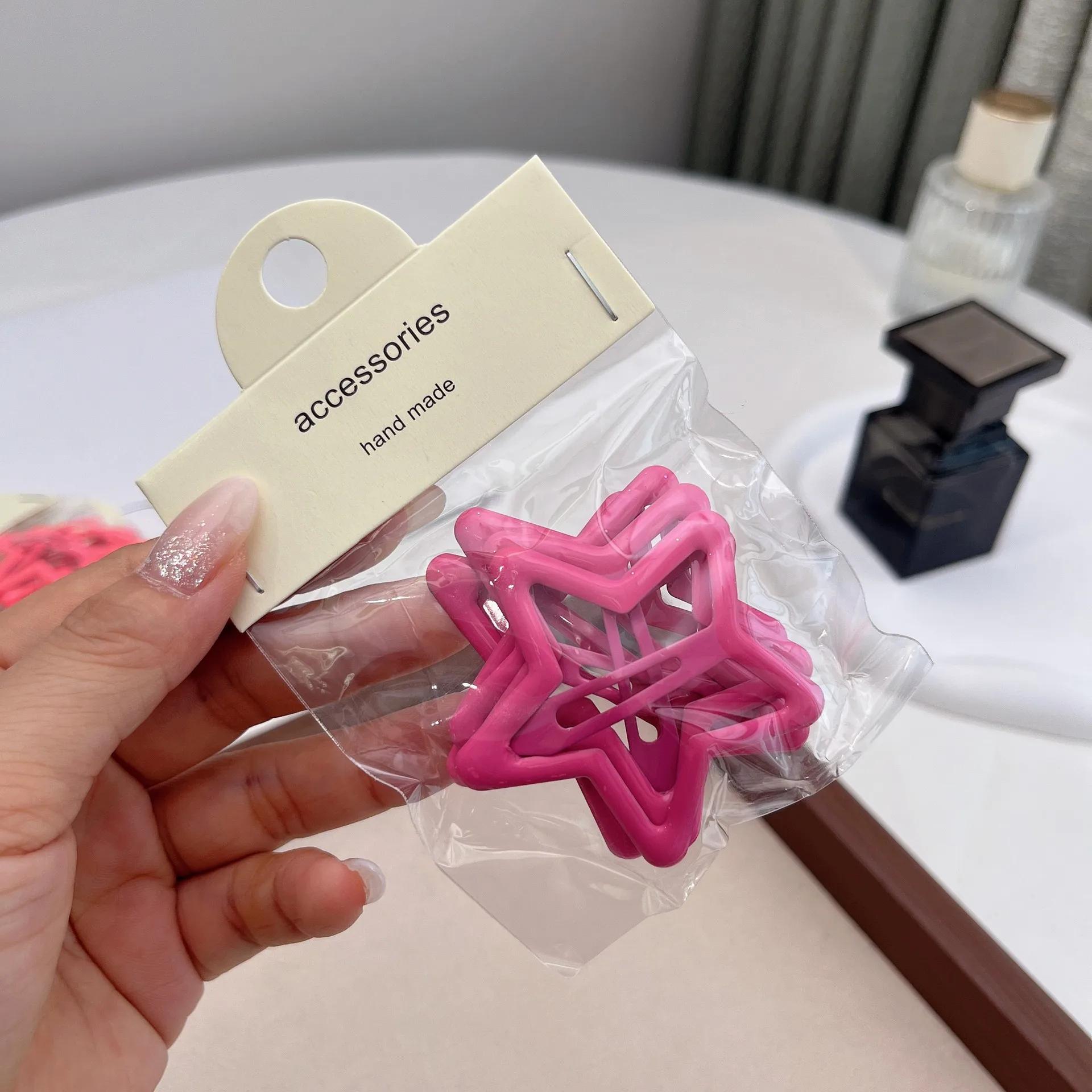

5 шт., шпильки-невидимки для девочек в виде звездочек конфетного цвета, крутые металлические заколки для волос в виде пентаграммы для девочек, аксессуары для головных уборов в стиле Харадзюку 5cm