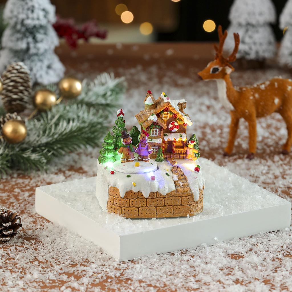 Electric Christmas Music Snow House LED Lights Decorations Luminous Illuminated House Ornament Gifts for Holiday Decor