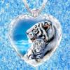 , Série Crystal Pendentif Collier Tigre en Cristal en Forme de Cœur, Vente Directe, Unisexe