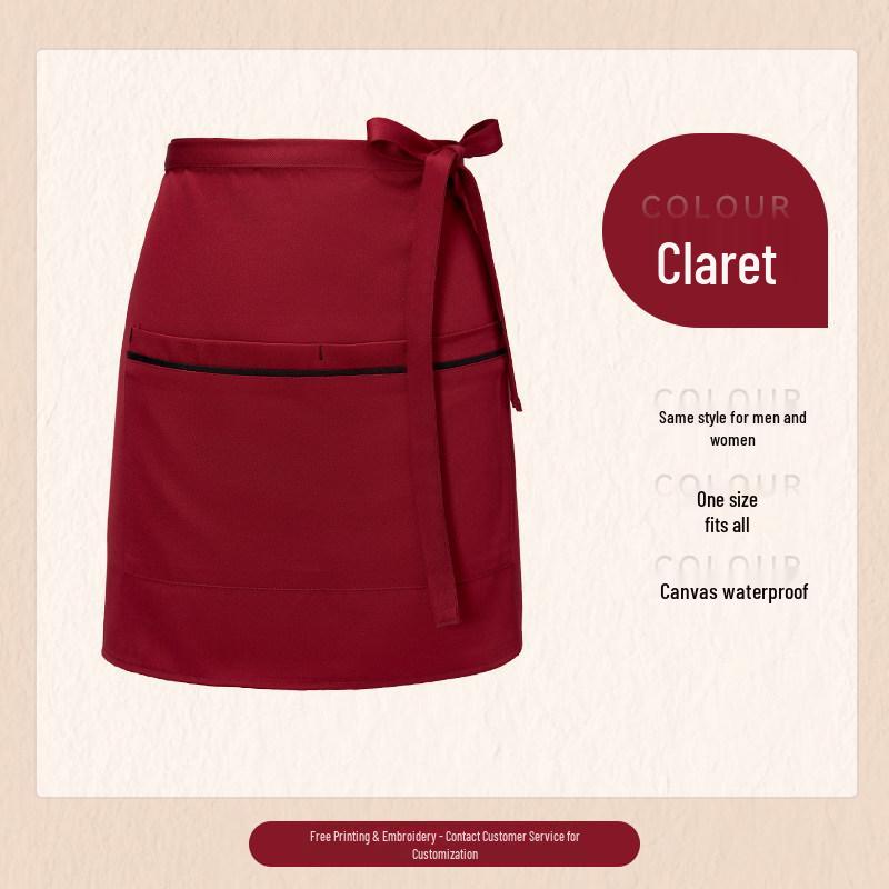 Custom Waterproof Canvas Waist Apron with Logo for Catering, Milk Tea Shops, Baristas