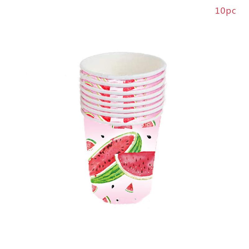 Pink Watermelon Birthday Disposable Tableware Fruit Watermelon Plates Napkins Cups Tablecloth Girls Happy Birthday Party Decor