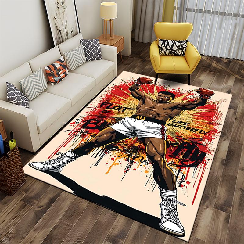 Boxing Legend Illustration suitable as a non-slip mat for the living room or bedroom sofa