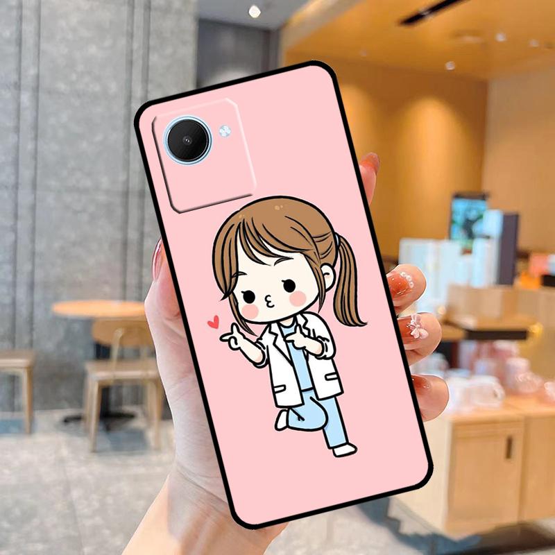 Cartoon Medicine Doctor Nurse Case For Realme C55 C33 C31 C35 C30 C11 C15 C25s C21Y GT Neo 5 3T 2T 8 9 10 11 Pro Plus