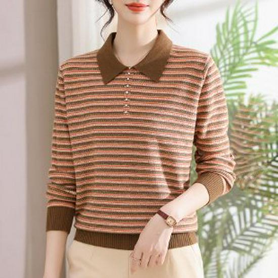 Mom's Winter Wear Lapel Knit Loose Sweater: 2026 New Style Autumn & Winter Base Layer for Middle-Aged and Elderly