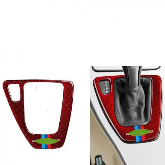 For BMW 3-Series 2005-2011 2012 Red Carbon Fiber Console Gear Shift Cover Trim