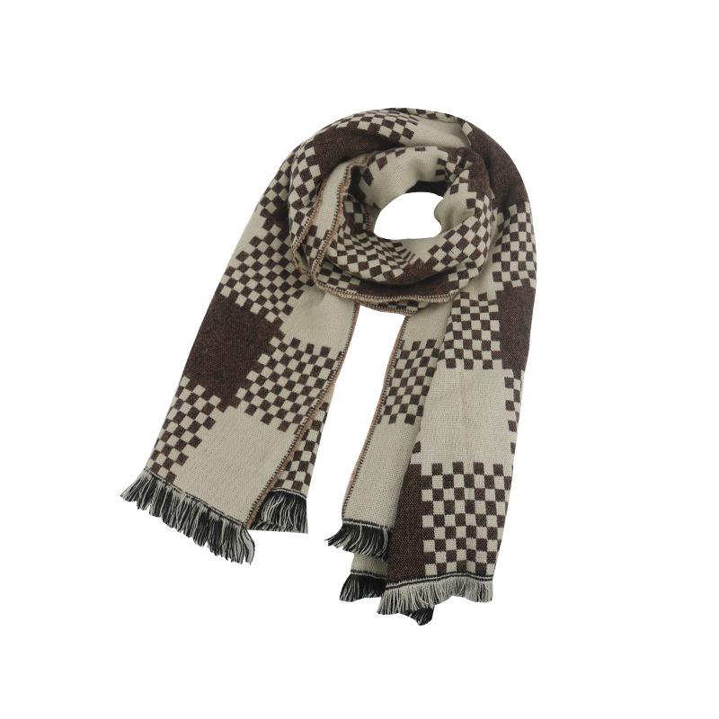 British Plaid Imitation Cashmere Scarf for Women in Autumn and Winter Versatile Student Thickened Scarf Shawl Dual Purpose Couple for Men