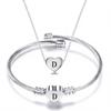 Diy 26 Letters Fadeless Stainless Steel Heart Pendant Necklace Bracelet Set For Women