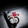 Jewelry Simulation 6X8 Coconut Round Red Sapphire Ring Light Luxury Classic Four-claw Emerald Ring