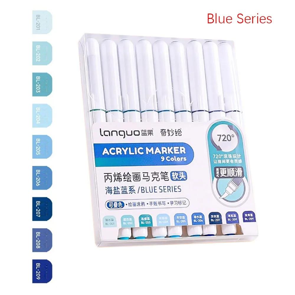 Professional 9-Colors Marker Pen Straight Liquid Art Stationery Colour Pen Hand Account Writing Stackable Color Art Felt Pens