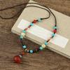 Vintage Nanhong agate necklace femininity long pendant Nepalese Tibetan adjustable collarbone chain summer