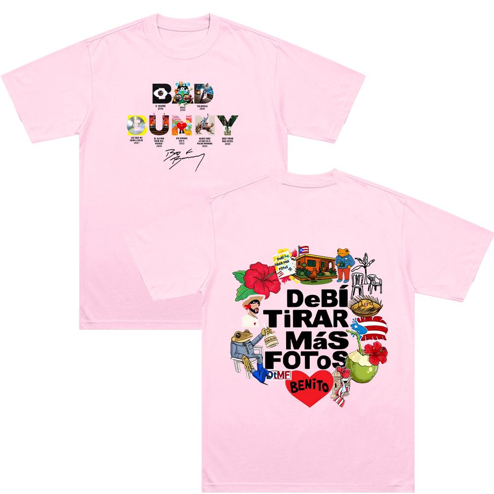 Bad Bunny X Debi Tirar Mas Fotos World Tour 2026 T-shirts Mens Clothes High Quality 100%Cotton Tshirt  Ashion Y2K Unisex Tees bad bunny super bowl