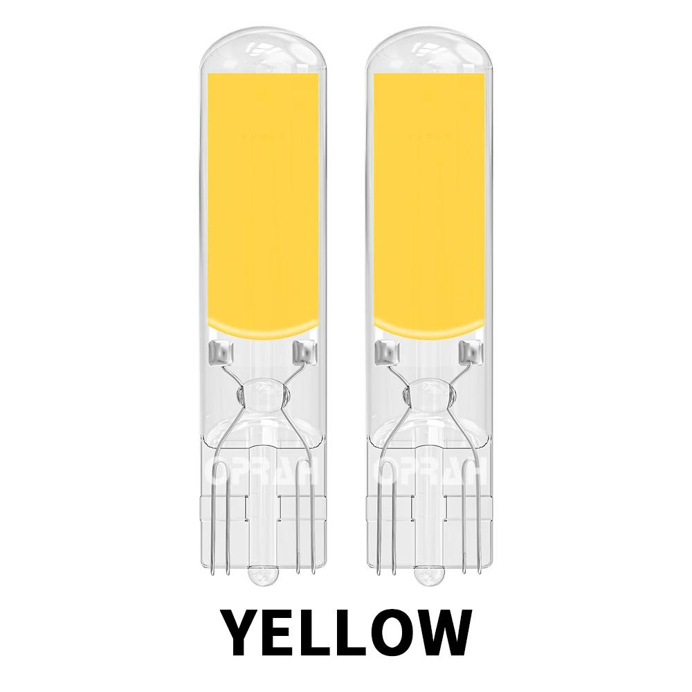 2X T10 W5W 194 T15 W16W  LED Bulbs Reading Lights COB Auto Brake Lamp Glass Sapphire Drive-free Dome Light Amber 12V White 6000K