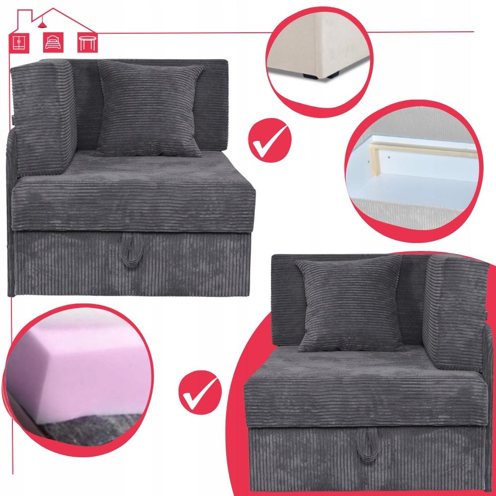 BONI Extendable Sofa, Children's Corner Sofa, GREY Family Meble