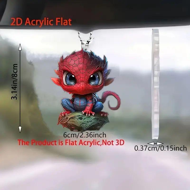 Cartoon Vibrant Spiderman Dragon Acrylic Car Pendant For Stylish Auto Decor