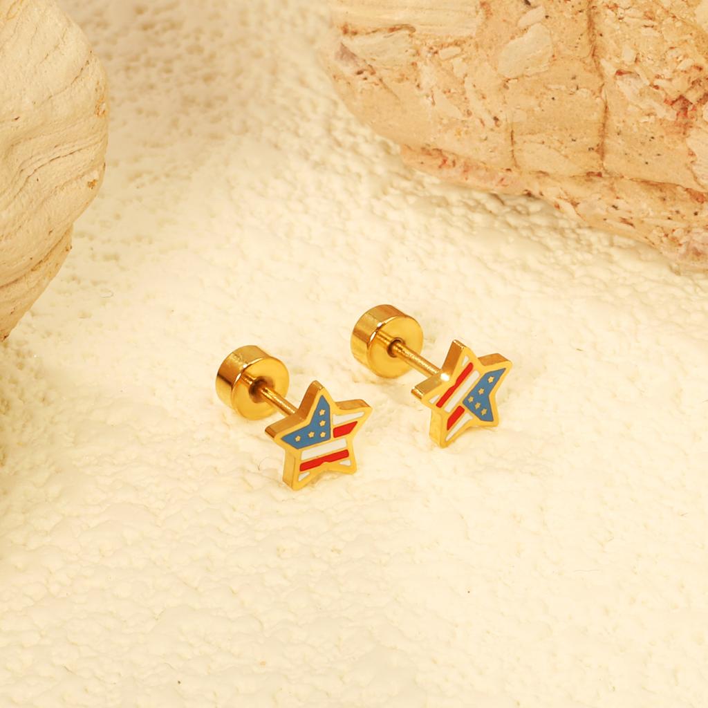 2026 Screw Stud Earrings, European and American Ins Sweet and Cute Bow Rainbow Earrings Earrings for Women