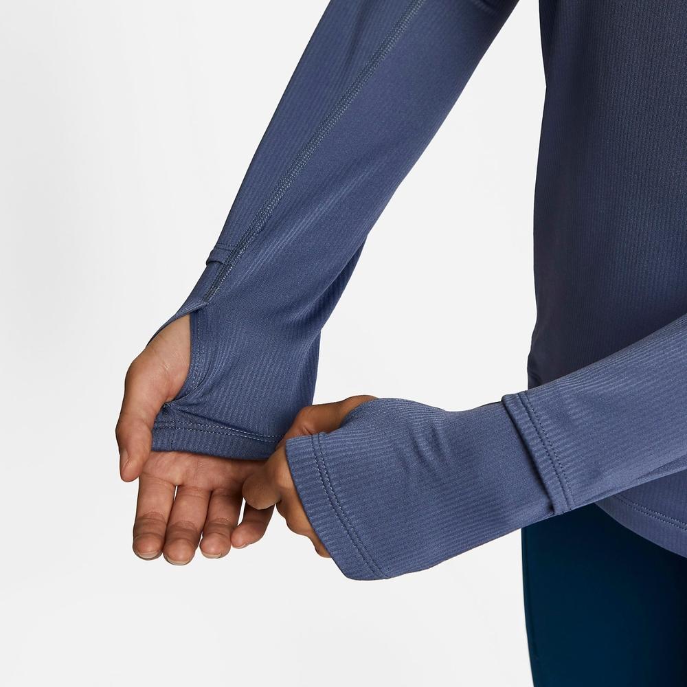 Nike Logo Print Quick-Dry Vintage Long-Sleeve T-Shirt Women Tops Phantom-Blue DX0309-491