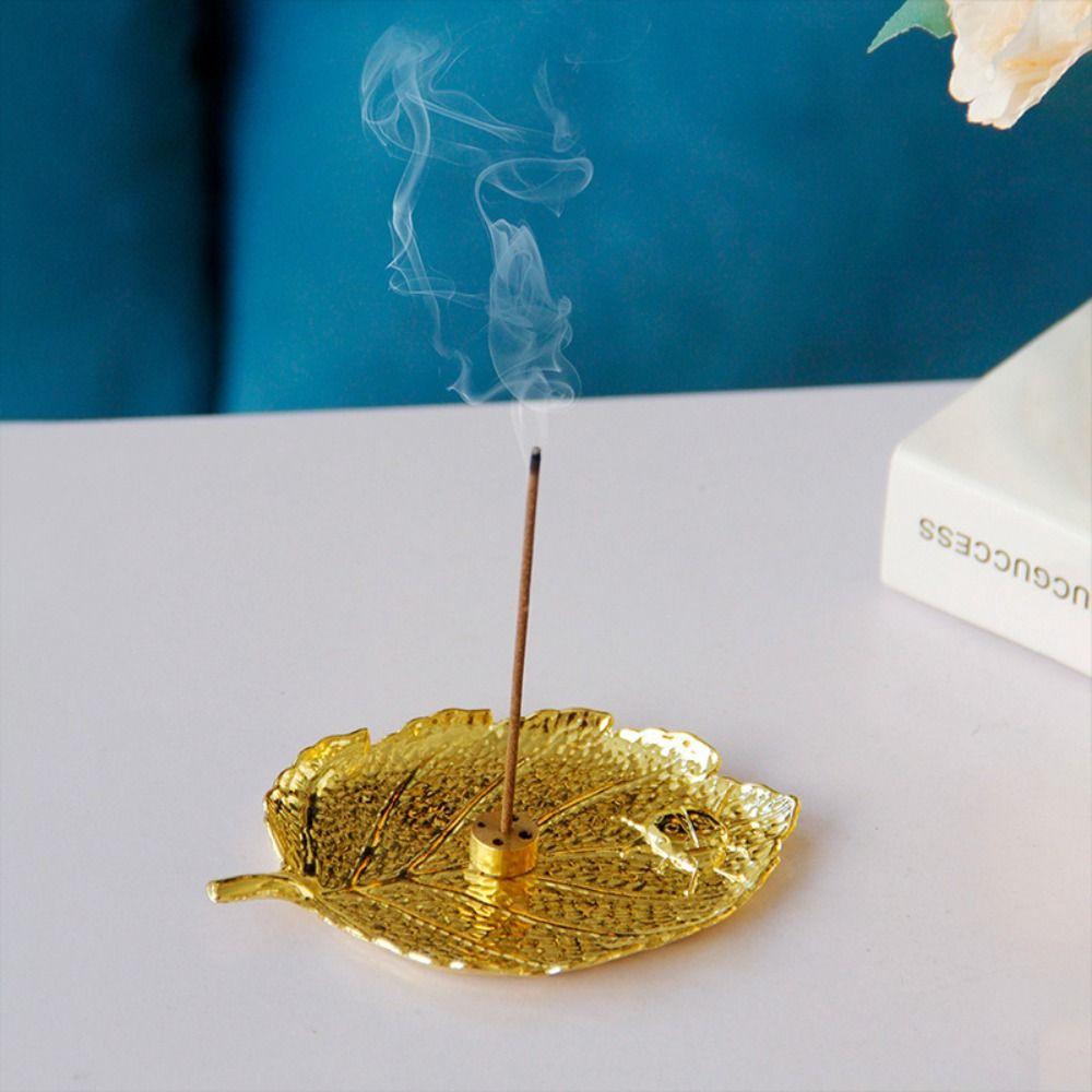 

European Style Leaf Incense Holder Leaf Shape Metal Incense Trays Festival Gift 1