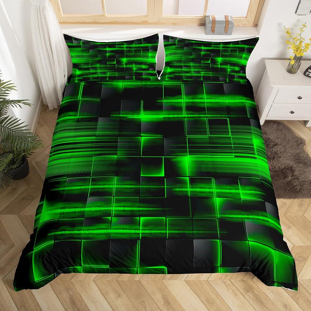 Blå Svart Påslakan King Queen Size Pojkar Flickor Geometri Sängklädesset Geometriskt Täcke Örngott Set Modernt Abstrakt Quiltöverkast