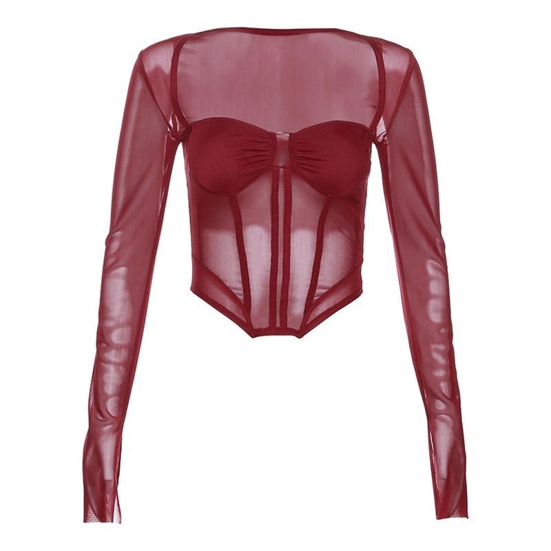 European and American style summer new women's clothing solid color slim-fitting navel street fashion square neck long-sleeved top women