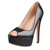 Crossdresser Sexy StilettosWomen Platform Peep Toe High Heel Sandals Nude Patent Leather Sexy Elegant Stiletto Heels Sandals