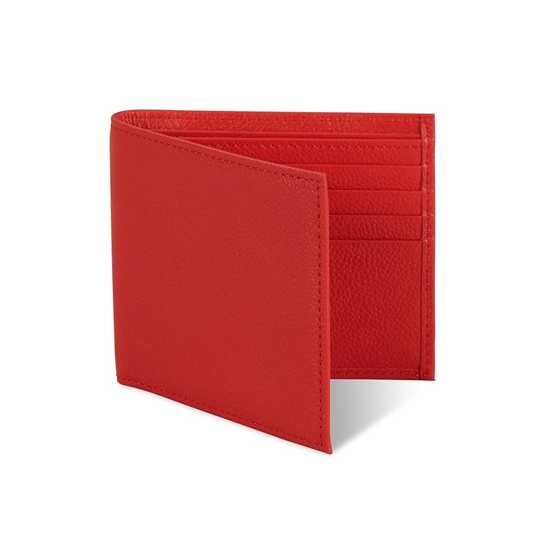 

[Business Leather Factory] Bi-fold wallet (no coin purse) Water repellent original leather cow leather unisex 10 pockets Thin (amber red)