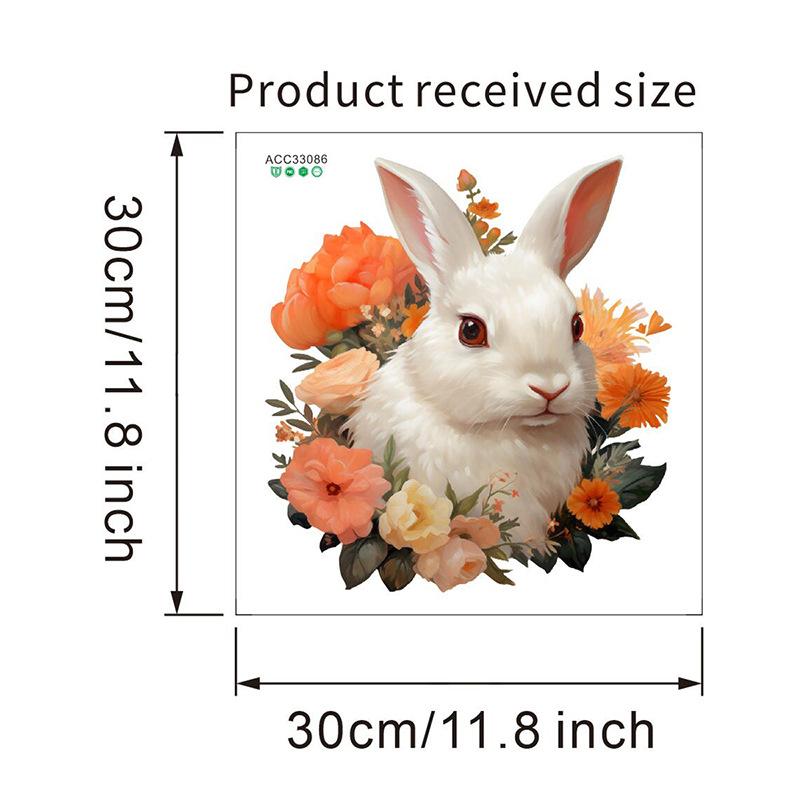 Cute Bunny Flower Toilet Stickers, Waterproof Removable Decals for Bathroom Restroom Decor, Self-Adhesive