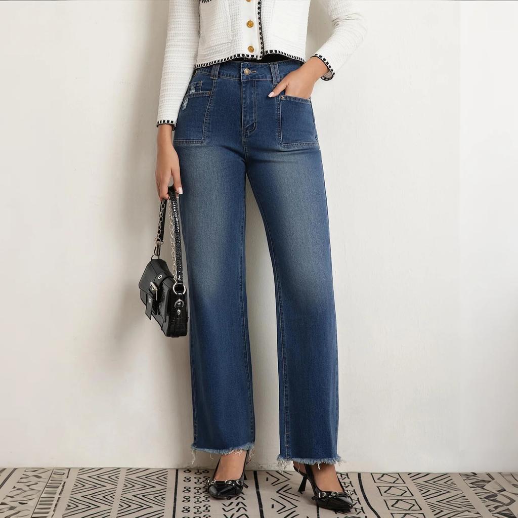Ladies' Retro Straight Leg High Waisted Jeans