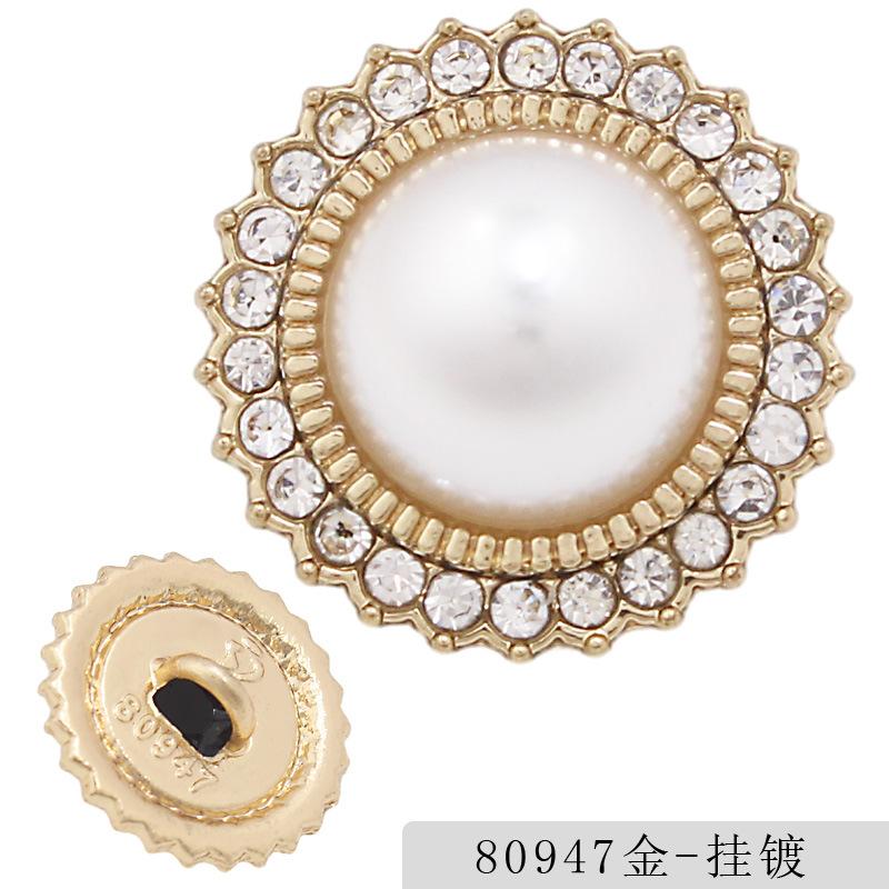 Hochwertige Exquisite Perlen-Diamant-Knöpfe, Runde Metallknöpfe, Kleine Duftstil Damenbekleidungszubehör, Strickpullover, Handgenähte Knöpfe