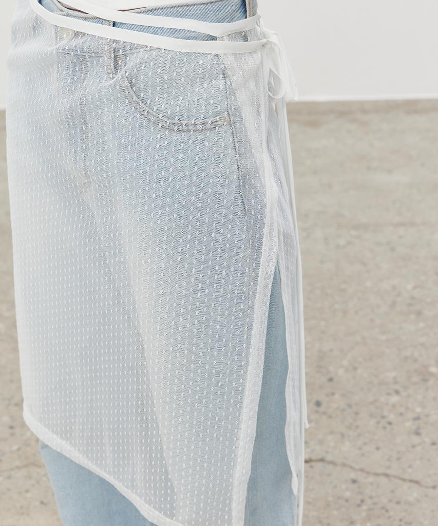 Itove Seoul See-Through Layered Wrap Skirt Wh