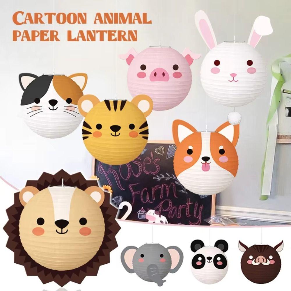 3Pcs Foldable 3D Animal Paper Lantern DIY Hanging Lantern Ball Children Festival Lantern Party