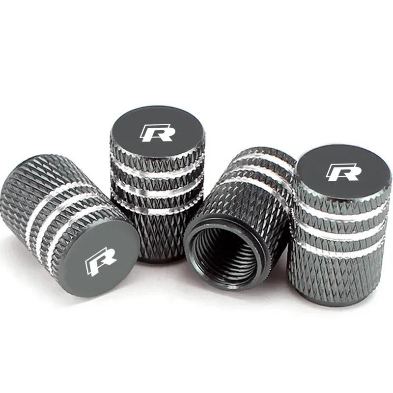 2026 Autocollant Chaud 4pcs Style de Voiture Bouchons de Valve de Pneu de Roue Couvercles Tiges de Valve d'Air de Jante de Pneu pour Volkswagen VW R Line Rline G