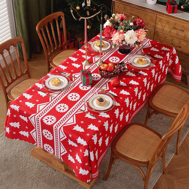 Tablecloth 1PCS Waterproof and Grease Proof Dining Table Upholstered with Polyester Fabric