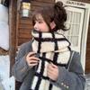 Korean Style Plaid Fleece Scarf Coldproof Winter Cashmere Shawl Elegant Curly Wool Scarf  Women