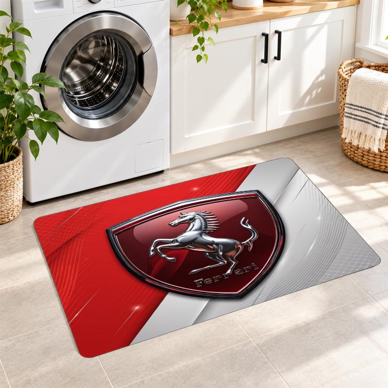 Flannel Kitchen Mat Ferrari Soft Area Rug Non Slip Floor Carpet Home Decoration