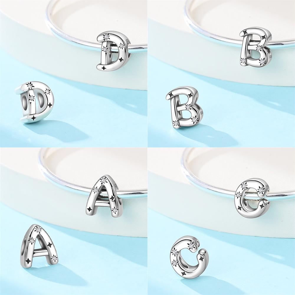 Letter Pendant Love White Zircon Stars Original Copper English Letters Beads Fit Bracelet Accessory Jewelry Gift Women Diy
