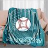 1PC Custom Name Baseball Glove Ball Outdooor Flannel Blankets Throw Blanket All-Season Throw Gift Bedspread for Couch, Bed, Camping Holiday Birthday G